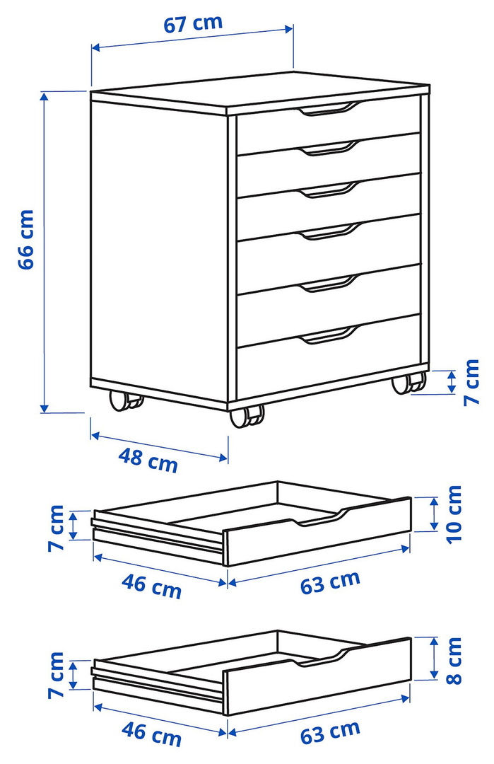Comodă cu 6 sertare IKEA pe roți (67x66) foto 4