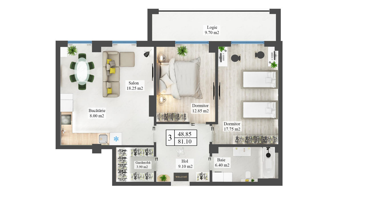 Apartament cu 2 camere, Centru, Chișinău, Chișinău mun.