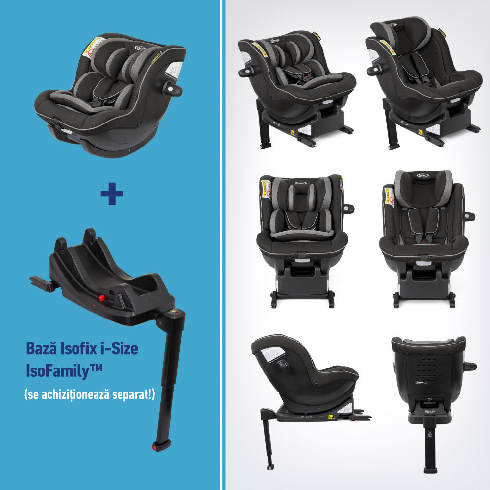 Scaun auto Graco Ascent i-Size Black + Baza Isofix 0-19 kg foto 4