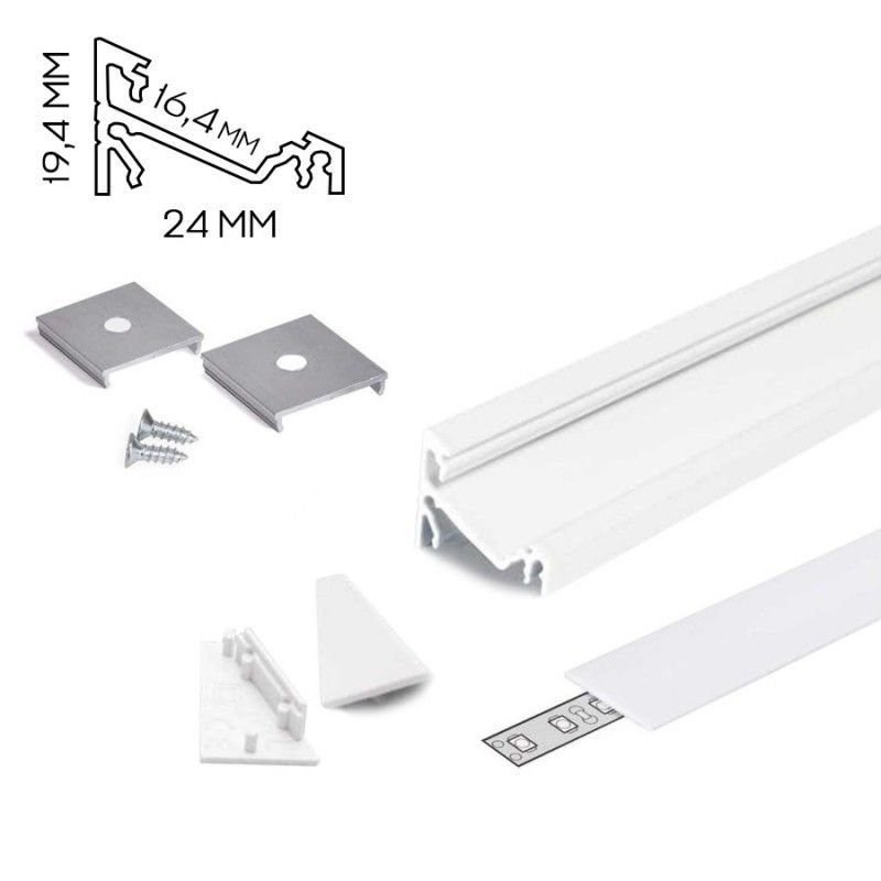 Profil din aluminiu de colt corner 14 pentru banda led - anodizat 2 metri - set complet descriere pr foto 17