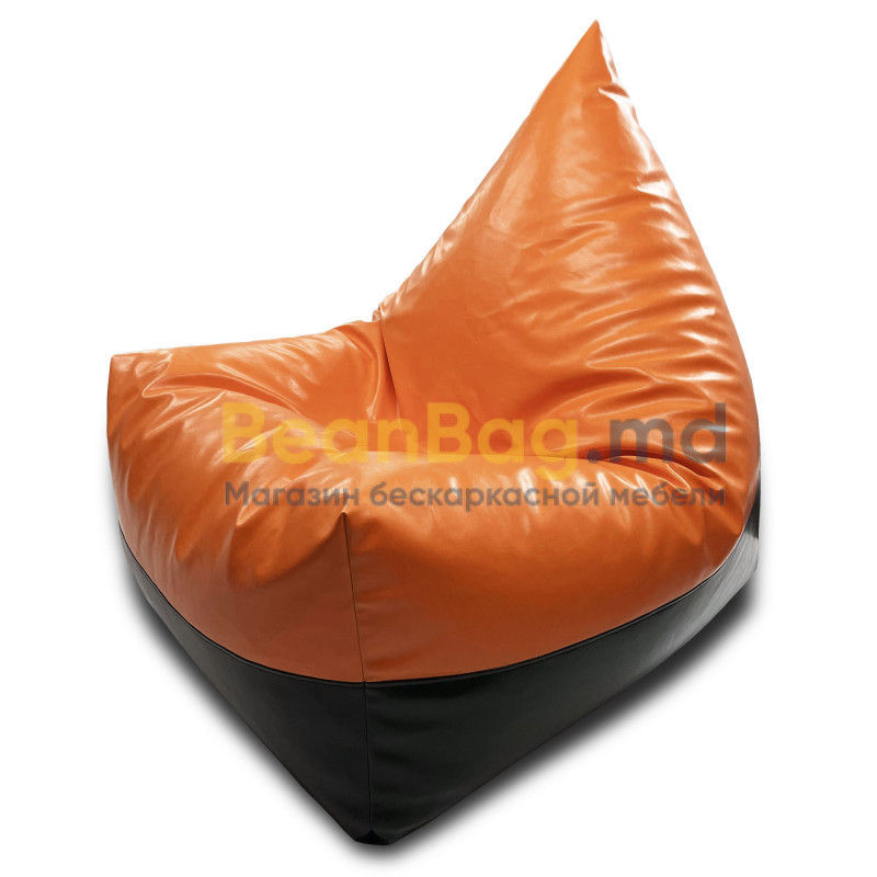 BeanBag Piramida XL din Ecopiele culoare Oranj foto 4