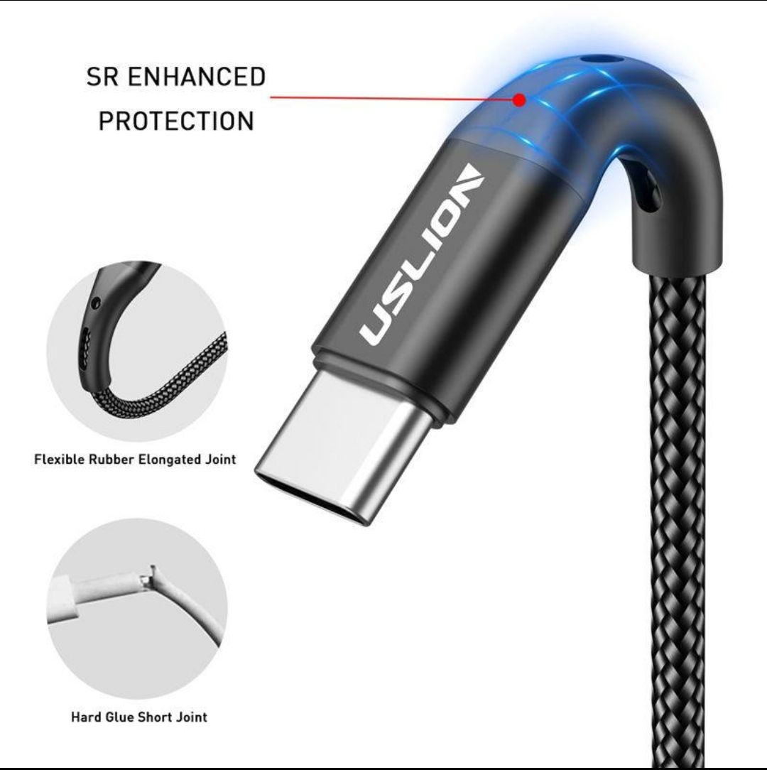 Кабель для быстрой зарядки 3A и передачи данных USB Type-C. Длина 2 метра.