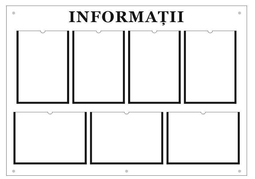 Panou informativ cu 7 buzunare A4 ,alb foto 0