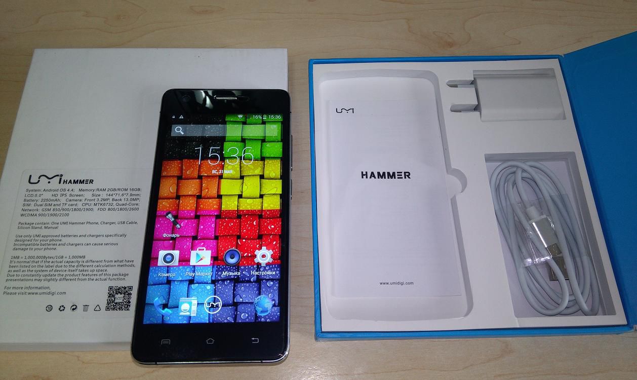 Umi Hammer - двойное стекло и металл корпус, новый в коробке (MTK 6735  4-core 1.5Ghz 64Bit, 5