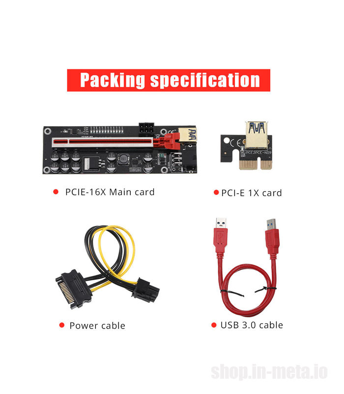 ID-209: Riser ver 011S PRO - Pci-e 1x to 16x usb 3.0 - Райзер для видеокарт 10 конденсаторов foto 1