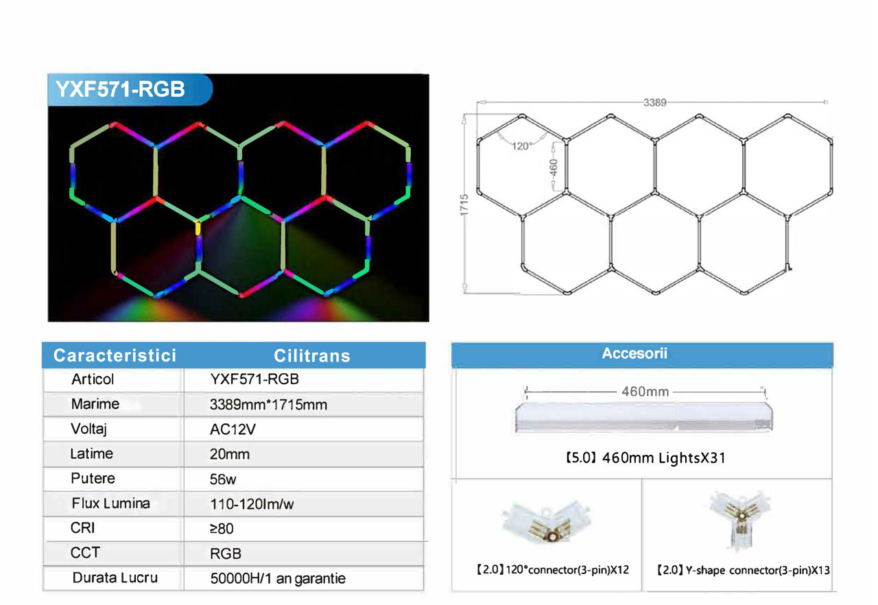 Hexagon led detailing led tavane foto 16