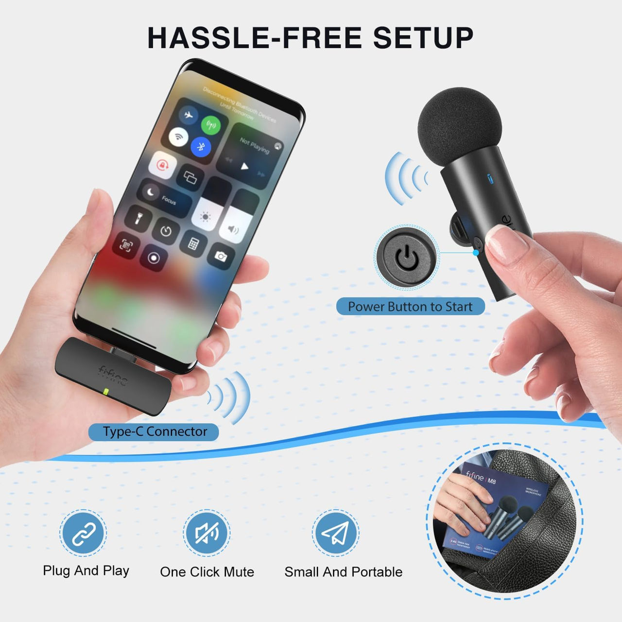 Microfon Lavalier Fifine M8 USB Type C фото 4