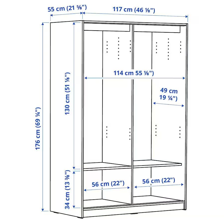 Dulap-cupe IKEA Kleppstad 117x176 foto 3