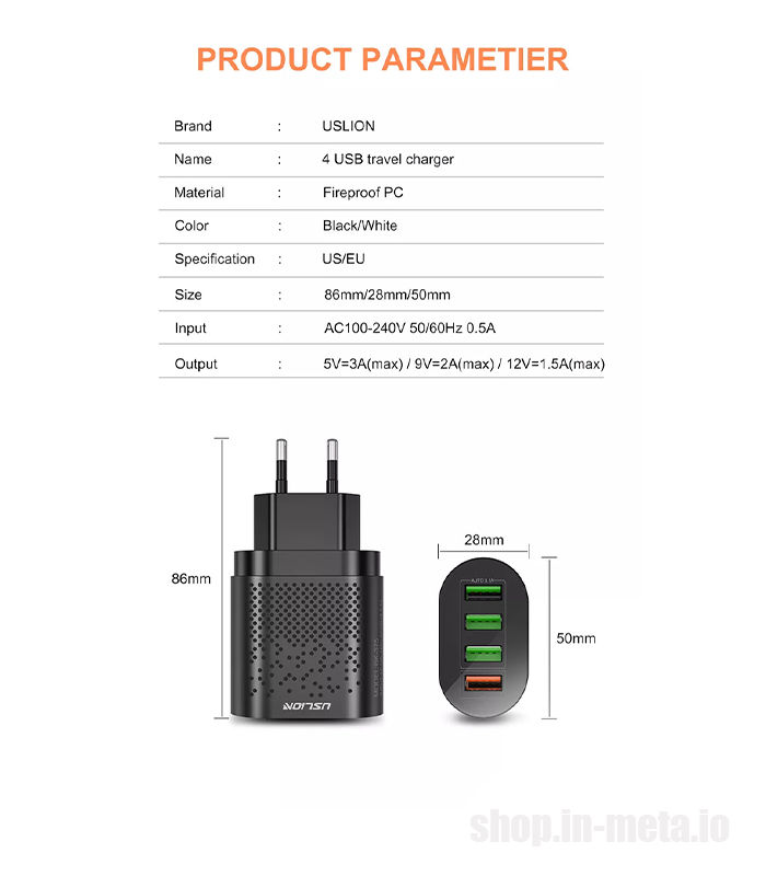 USB Smart Charger QC 3.0 for iPhone, iPad, Samsung - Зарядное устройство 4xUSB foto 3