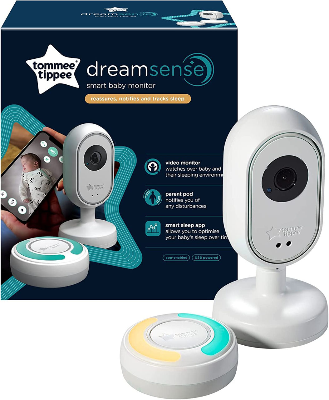 Monitor Tommee Tippee Dreamsense inteligent pentru bebeluși activat pentru aplicație foto 3