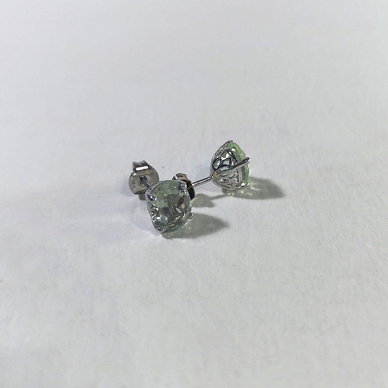Cercei tip argint 925 cu Ametist Verde 4 carate. Argint 925 STS foto 2