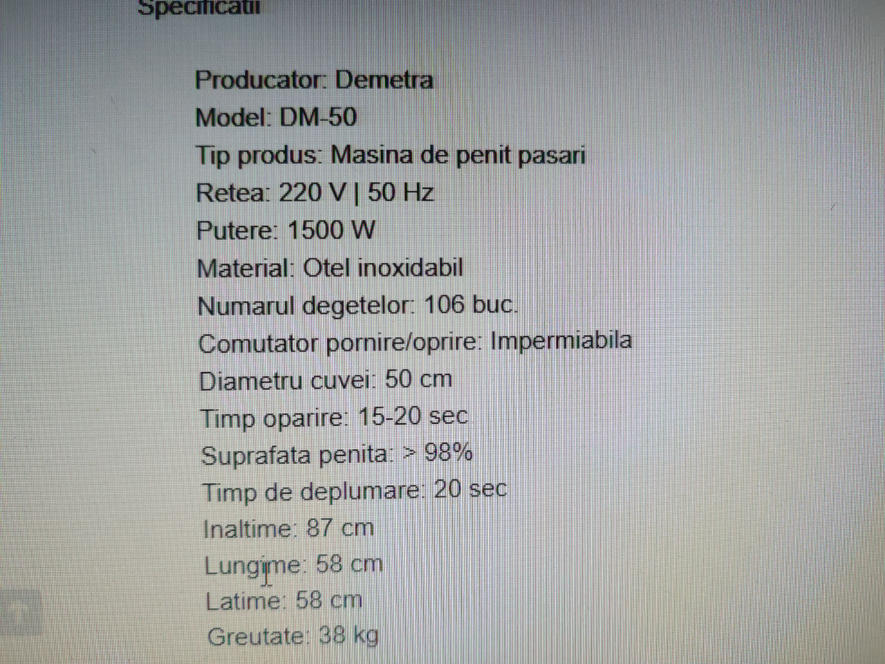 Arenda. aparat de penit găini. Demetra DM-50 foto 4