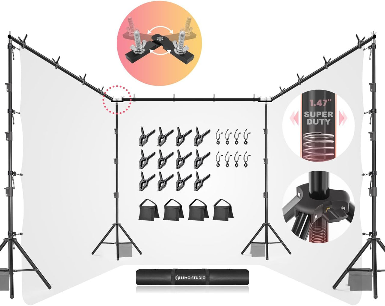 Стойки для фона с тройной выдвижной перекладиной LIMO STUDIO foto 0