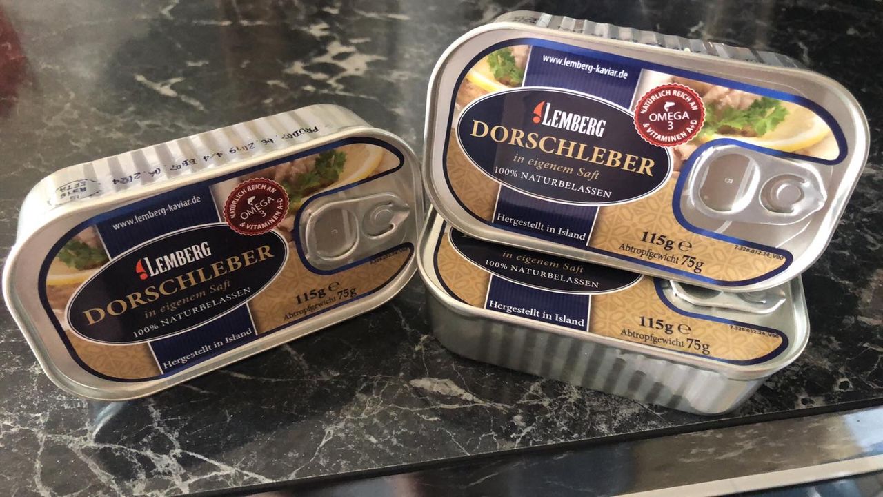 Красная икра - Германия - icre roșii. Печень трески-ficat de batog.