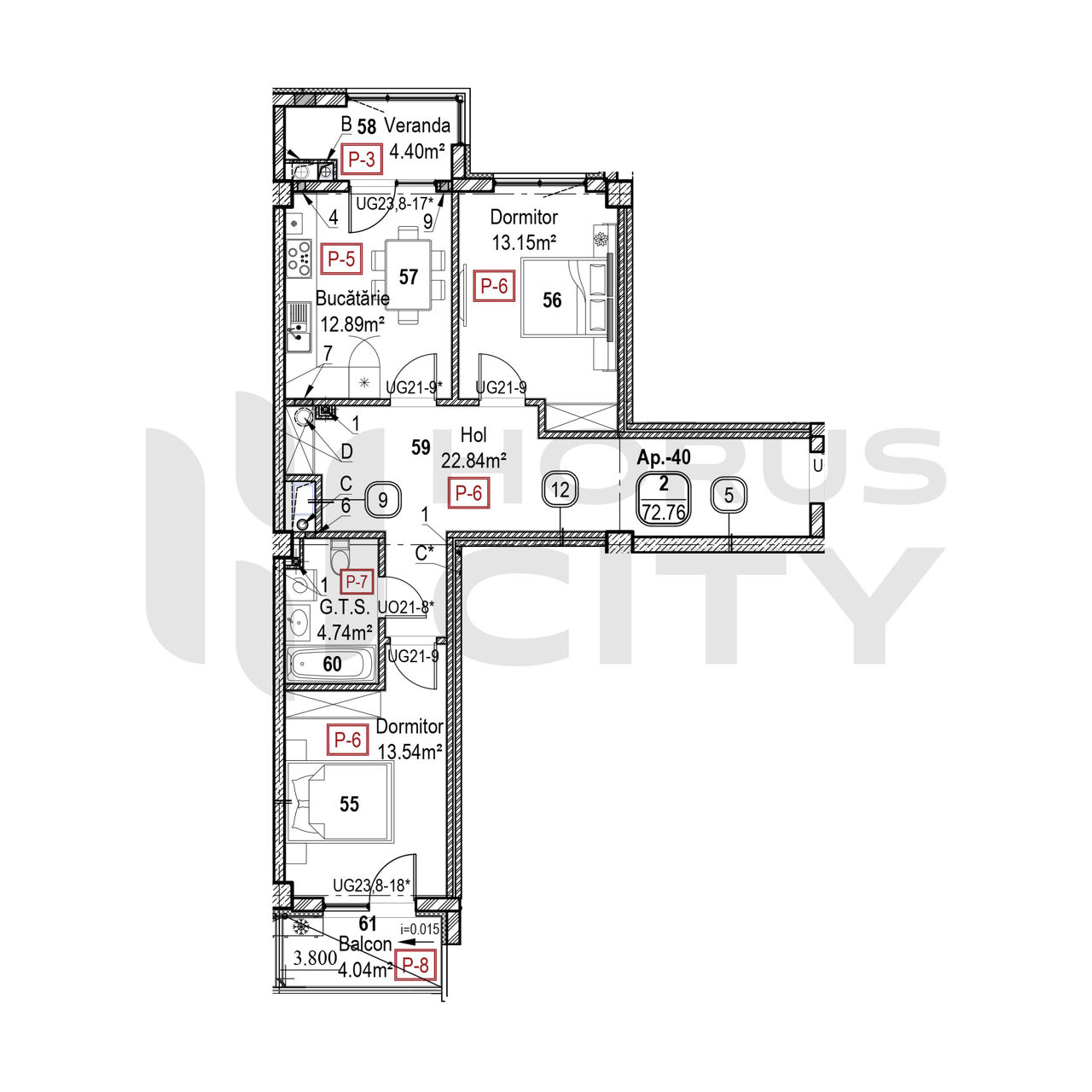 Apartament cu 2 camere, 73 m², Râșcani, Chișinău foto 3