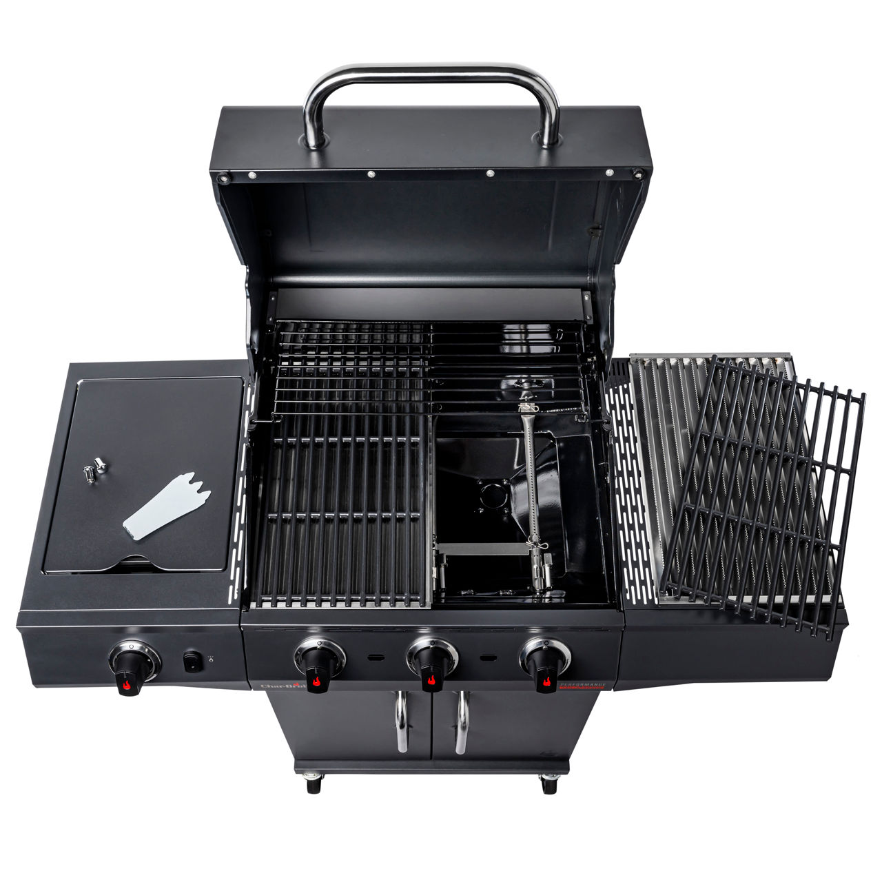 Gratar pe gaz din inox Char-Broil Performance Power Edition 3, grile din fonta, sear burner, plita foto 7