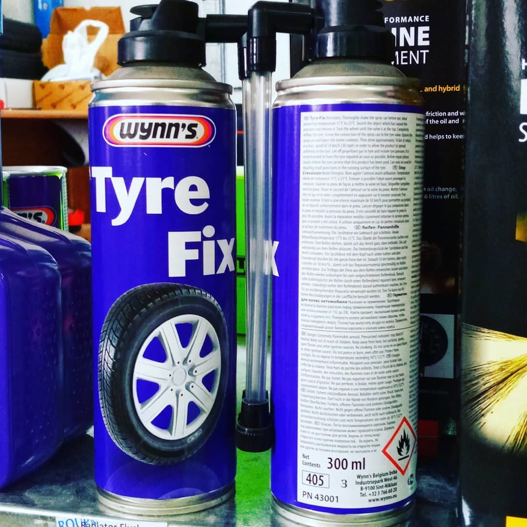 Tyre Fix — это средство на основе латекса для заклейки и накачивания поврежденных шин. foto 0