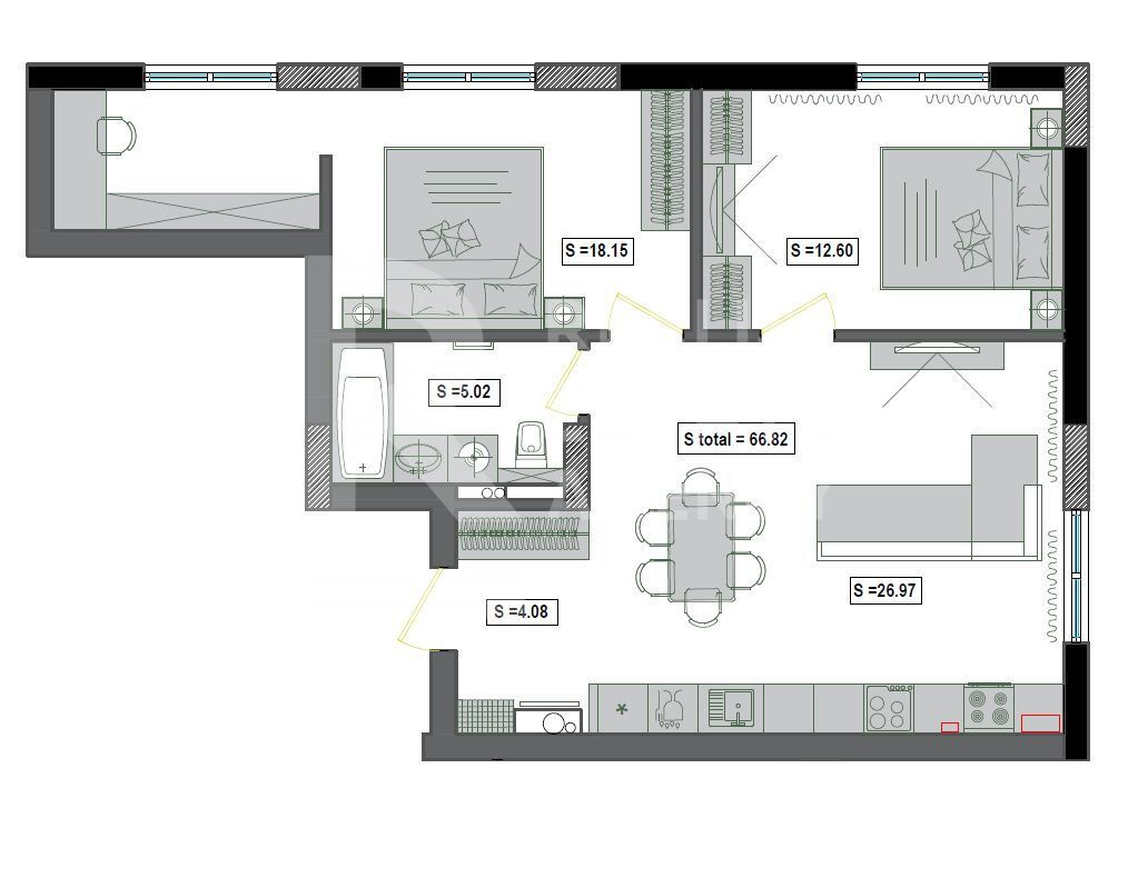 Apartament cu 2 camere, 66 m², Centru, Codru, Chișinău mun. foto 1