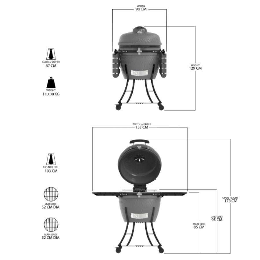 Gratar Kamado PBK24 gri, Pit Boss grill ceramic pe carbune BBQ foto 3