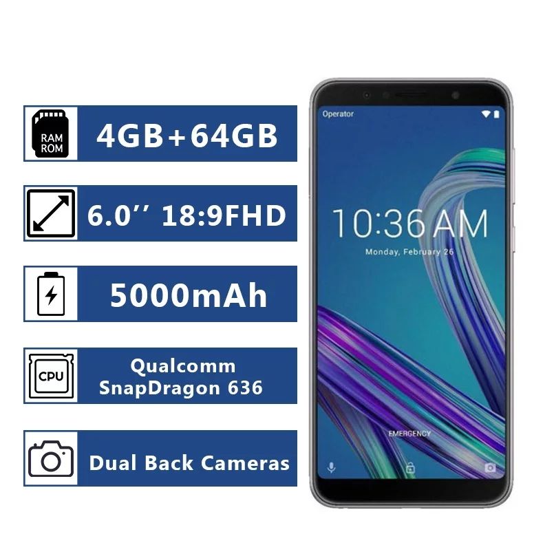 Asus Zenfone Max Pro ZB602KL (X00TDB), 4GB/64GB, 5000 mAh