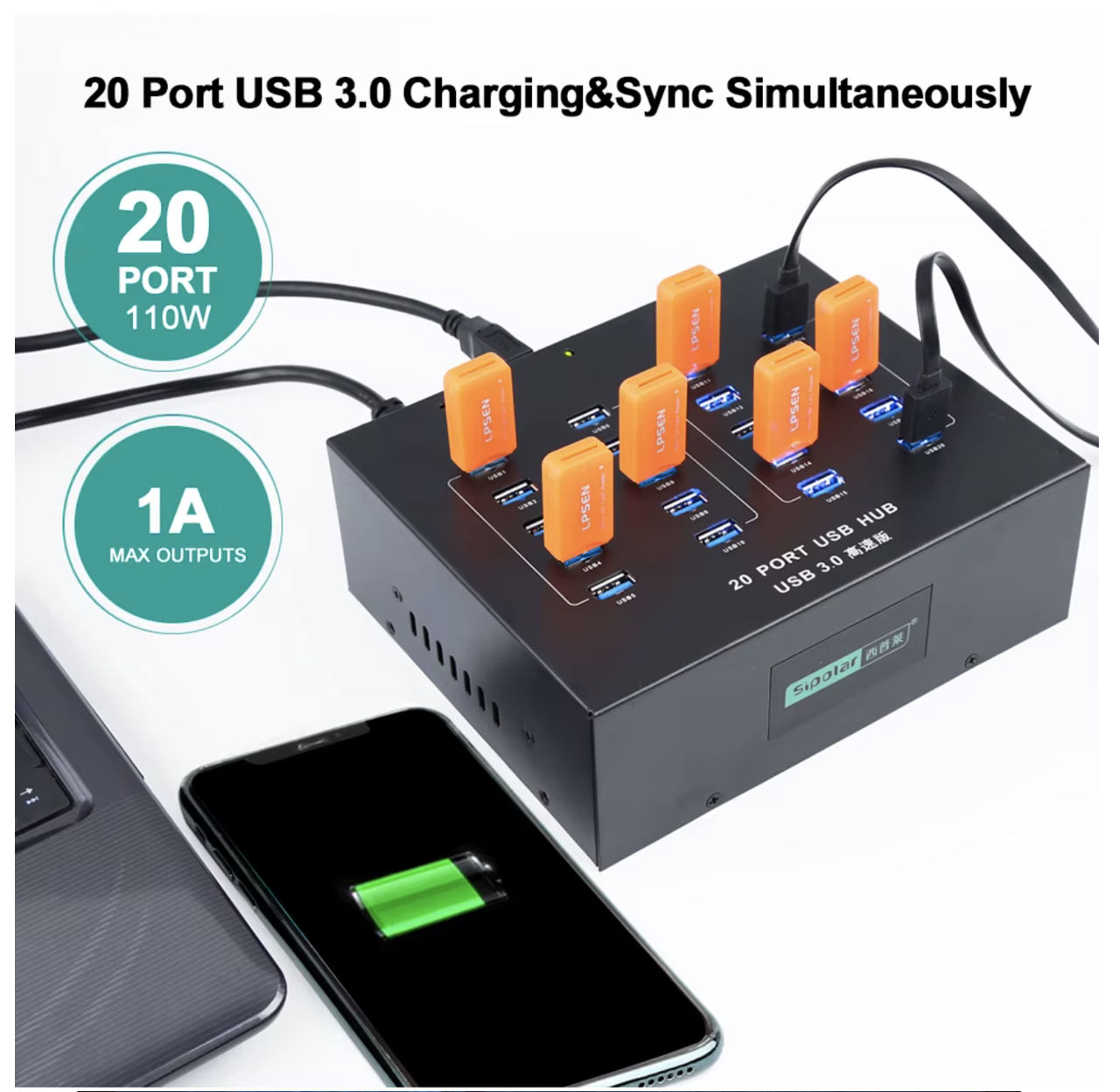 Sipolar A213P Hub 5Gbps 20 Ports USB3.0 foto 7
