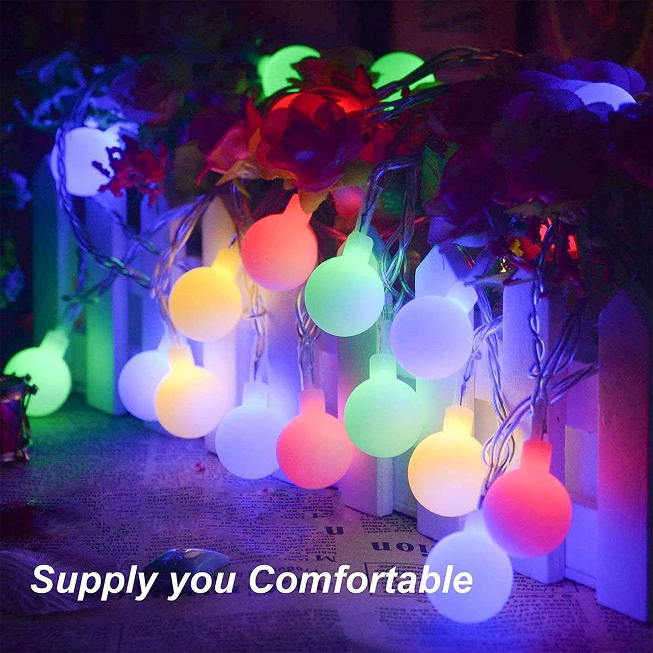 Fairy lights battery, 7m 60 led ghirlanda pe baterii becuri foto 4