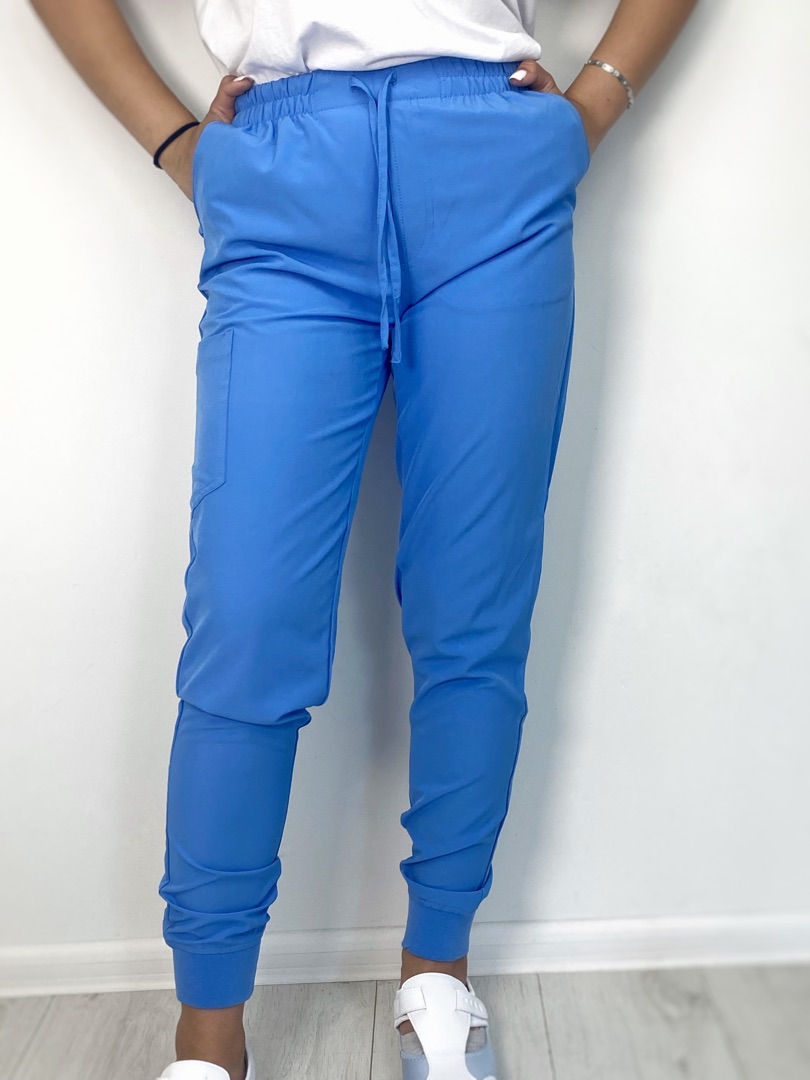 Pantalonii medicali fiber - albastru-deschis / медицинские брюки fiber - голубой foto 0