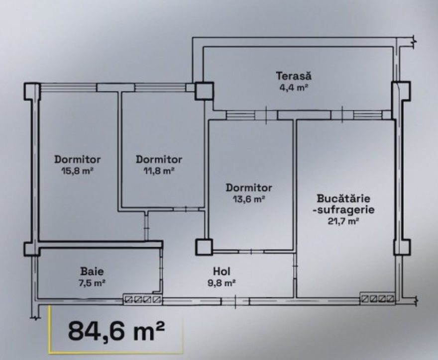 Apartament cu 4 camere, 85 m², Buiucani, Chișinău foto 16