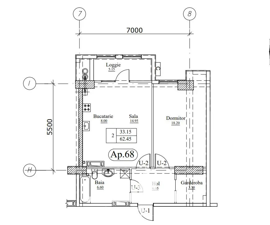 Apartament cu 1 cameră, 61 m², Botanica, Chișinău foto 2