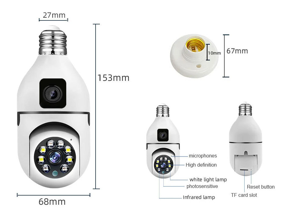 Cameră video duală PTZ fără fir în cartuş E27IPC-V380-E27-A Particularitati: Atenţie!!! Nu acceptă 5 foto 13