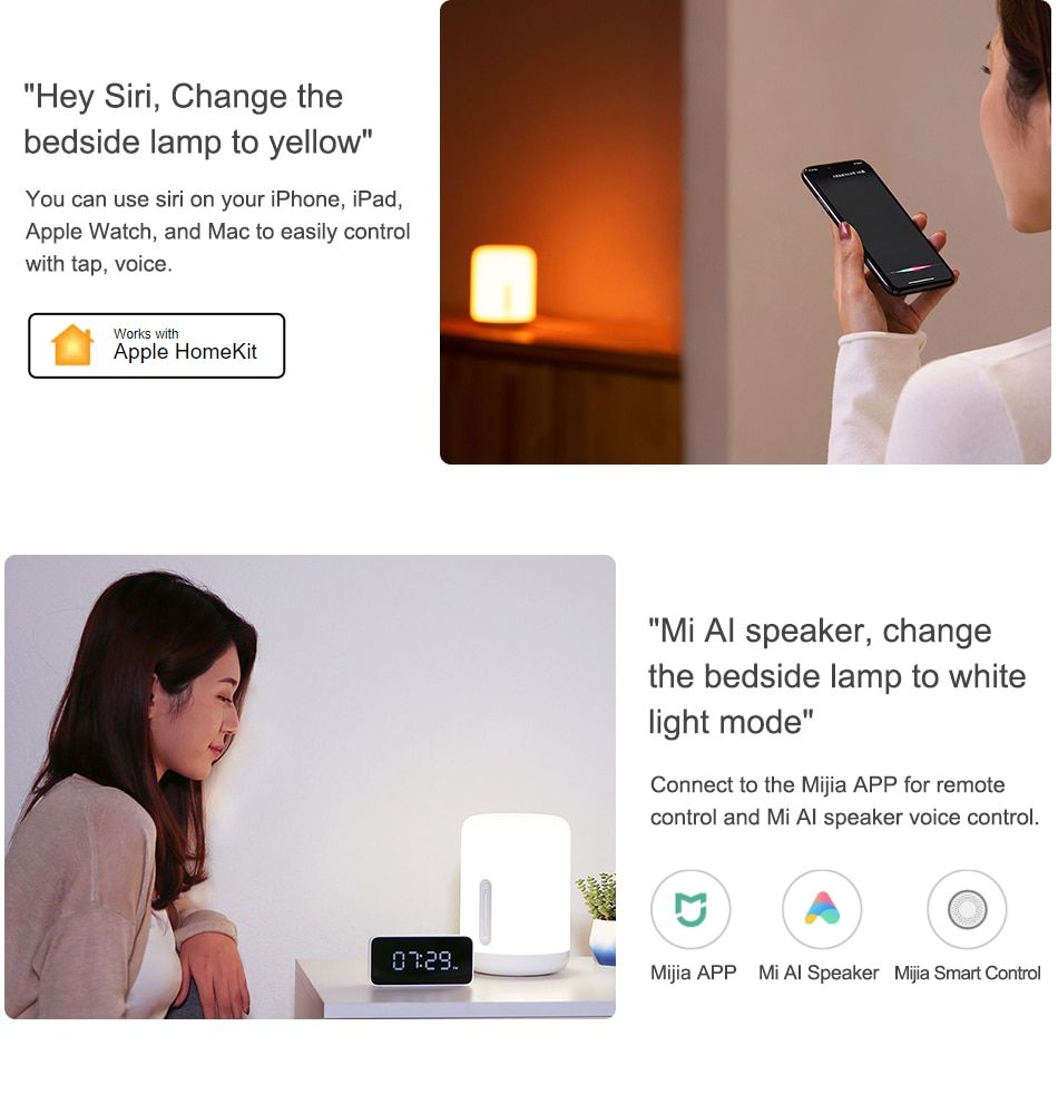 Xiaomi Mijia прикроватная лампа 2 смарт настольная лампа светодиодный  ночной Светильник.