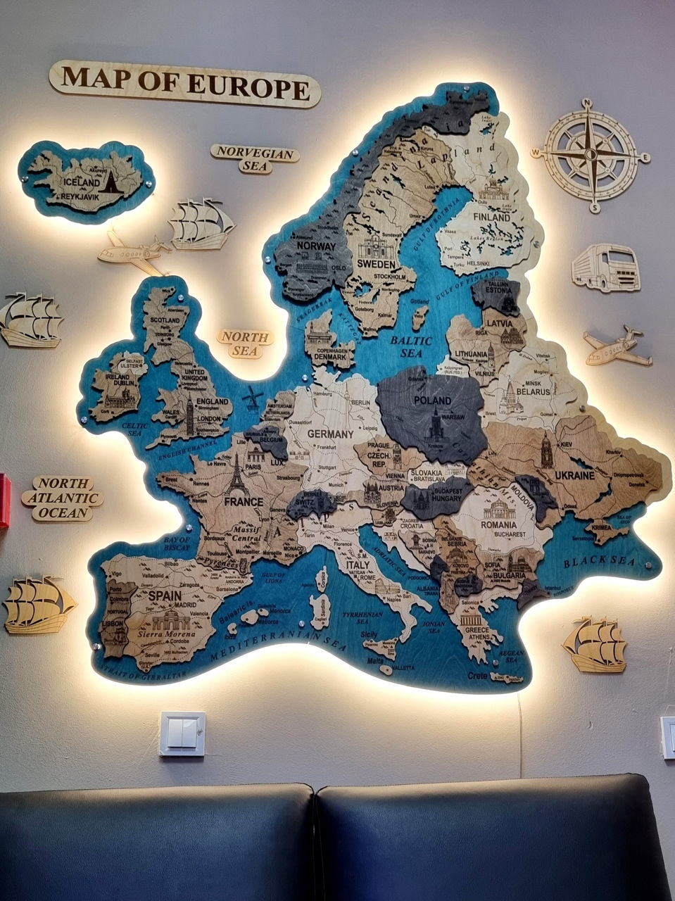 Карта Европы из дерева / Harta Europei din lemn foto 2