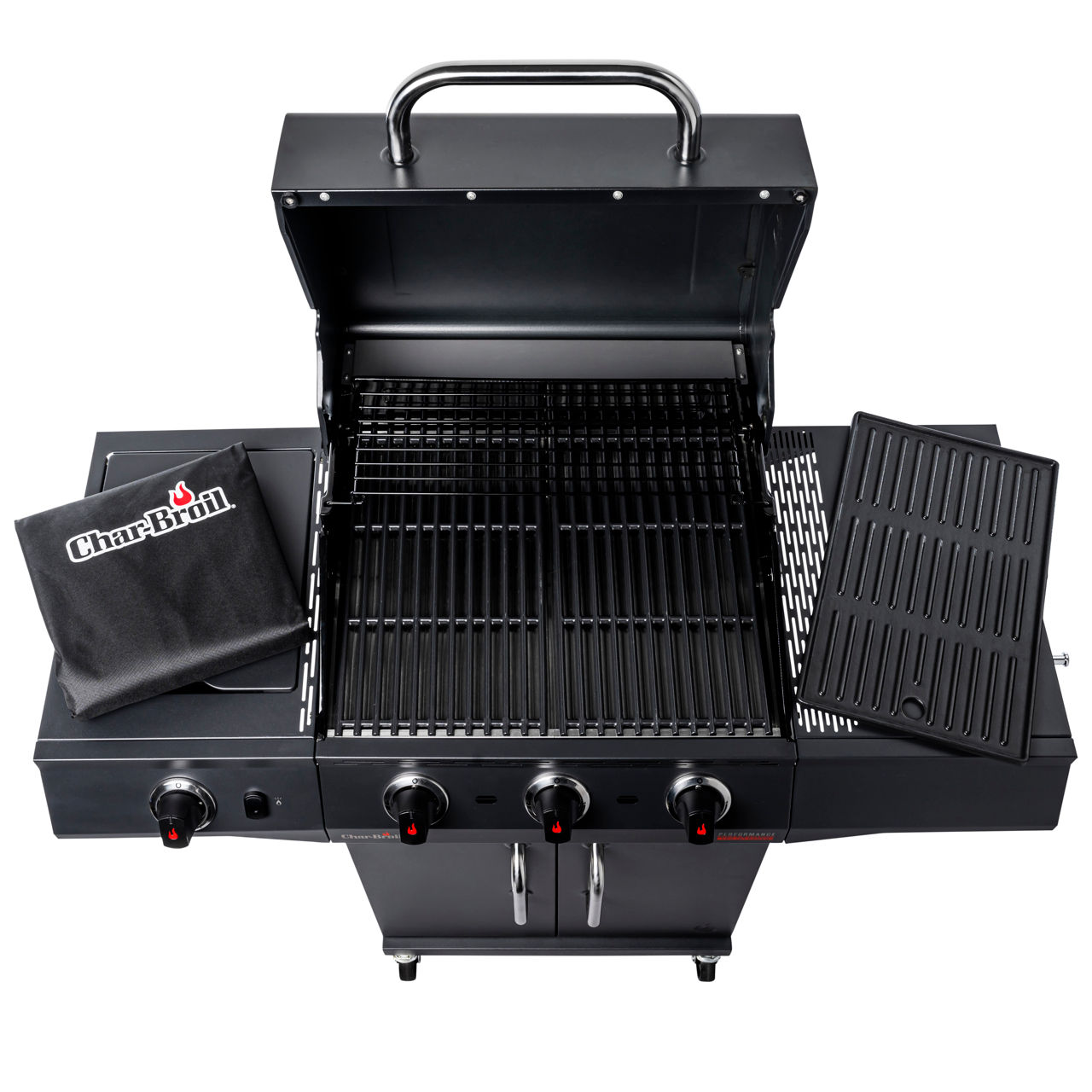 Gratar pe gaz din inox Char-Broil Performance Power Edition 3, grile din fonta, sear burner, plita foto 1