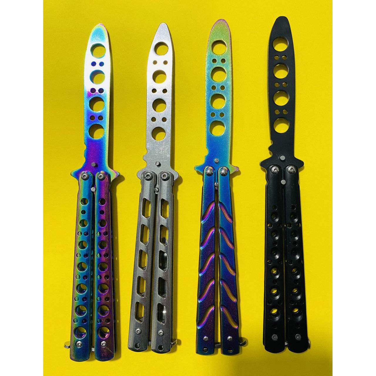 Cuțit fluture de antrenament (balisong) Cuțit fluture (balisong) - din oțel, lungime 217 mm. Cu aces foto 0