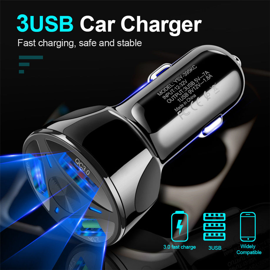Скидка 30% Распродажа USB Fast Car Quick Charger 3.0 - Умное Автомобильное зарядное устройство 3 USB foto 4