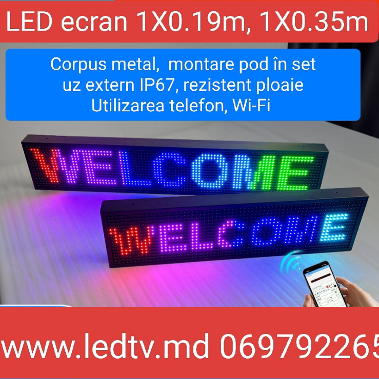 LED уличный полноцветный экран WiFi 1м для рекламы, указатель, информацию. фото 2