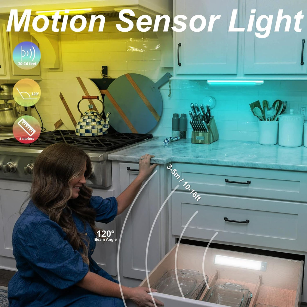 lumina led RGB cu senzor de miscare  светодиодный светильник с датчиком движения foto 4
