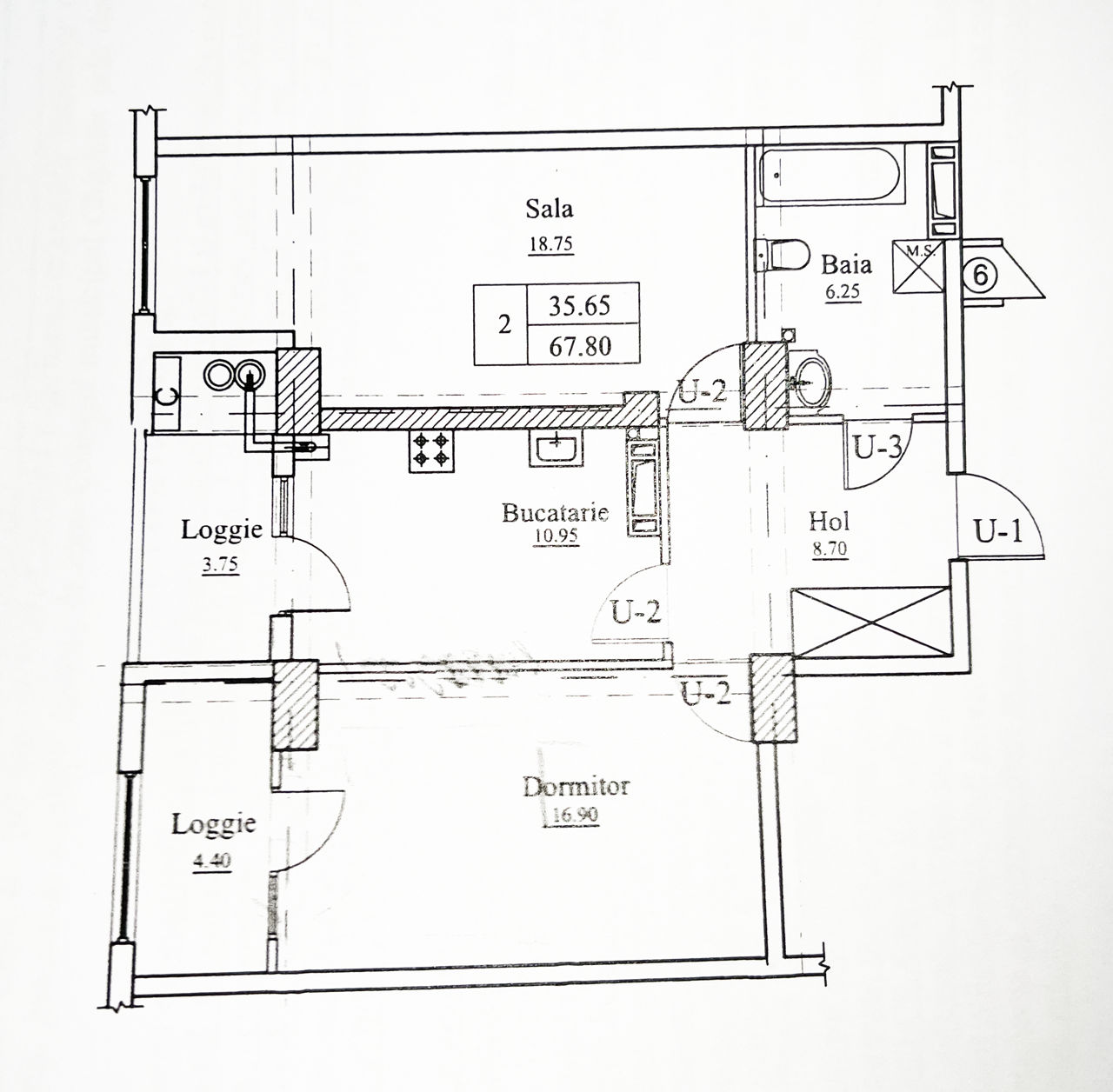 Apartament cu 2 camere, 68 m², Botanica, Chișinău foto 3