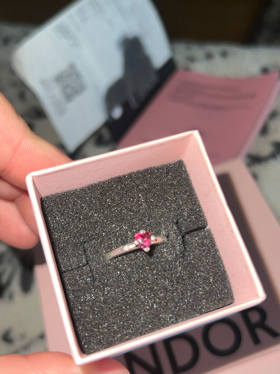 Inel Pandora original – Argint 925 cu piatră roz foto 3