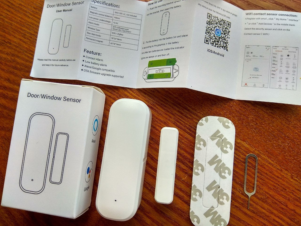 Умный Wi-Fi датчик открытия-закрытия дверей и окон, система оповещения с приложением Smart Life.     фото 0
