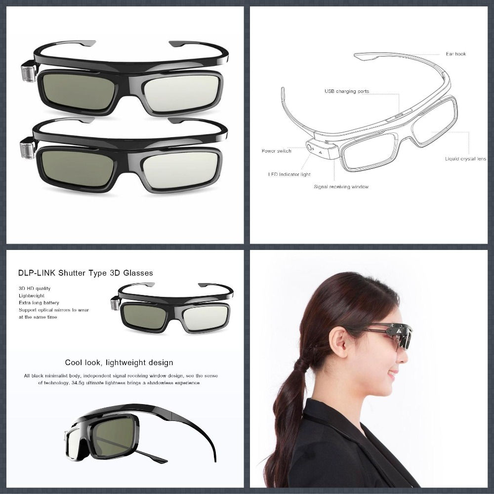 Ochelari 3D Smart DLP-Link. Suport pentru proiectoare DLP R20, R19, R15, R12, R9, R7 foto 1