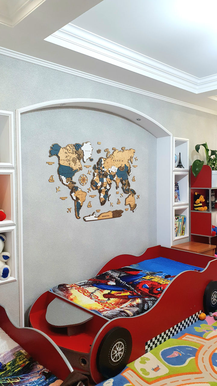 Карты мира из дерева 1,4м - 2,4м / harta lumii din lemn 3d фото 0