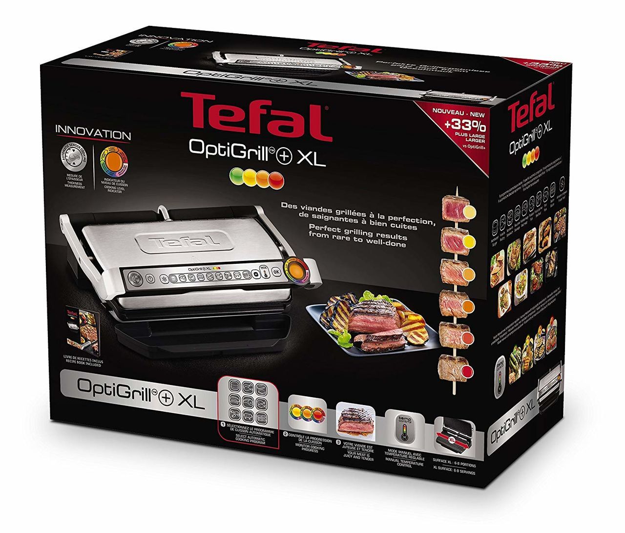Tefal OptiGrill + XL GC722D34, 2000W, 9 programe, Nou în cutie, sigilat ...
