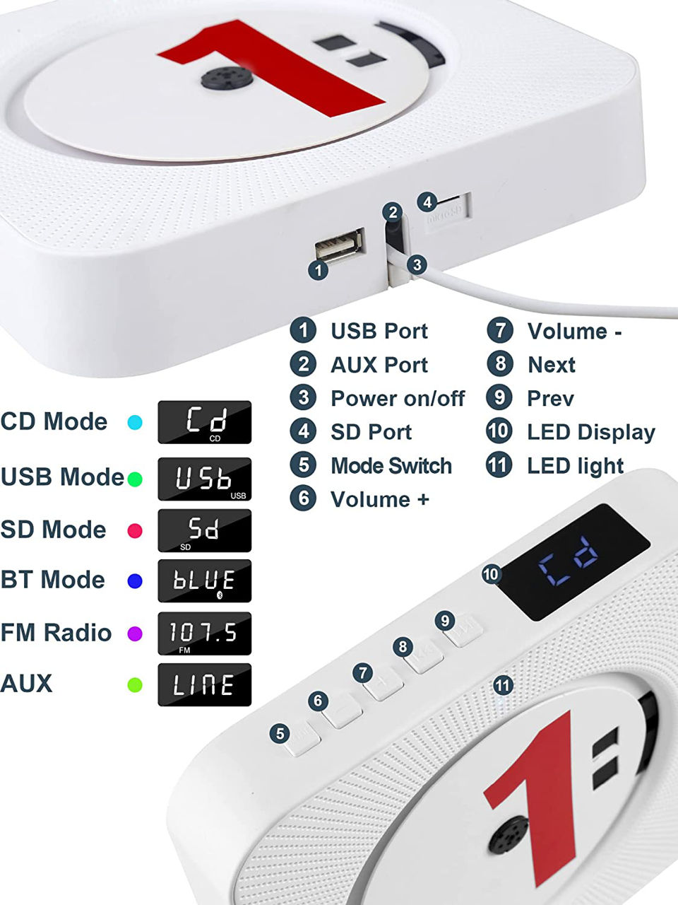 Bluetooth Speaker + FM Radio + CD Player foto 1