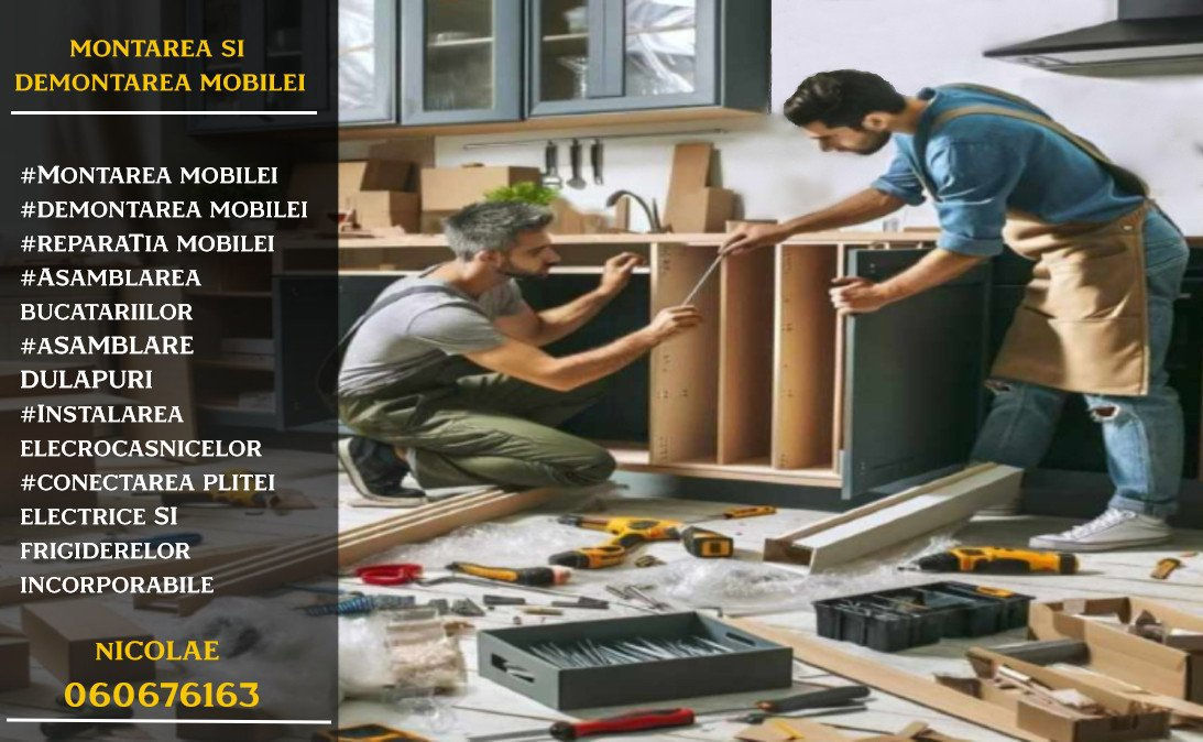 Montare mobila, asamblare, instalare mobila, dulapuri, mobila de birou, sau orice tip mobila! foto 1