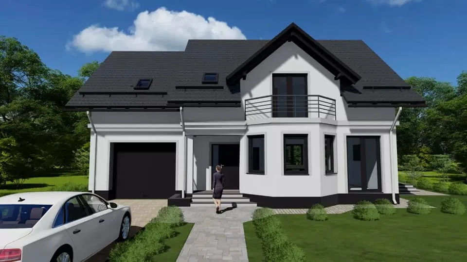 Casă de locuit individuală cu 2 niveluri P+M/stil clasic/140m2/arhitectură/schițe/planuri 3D/proiect foto 2