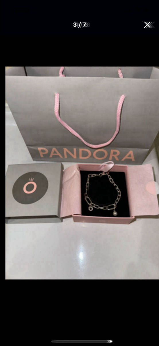 Brățară Pandora originala cu 2 charmuri de argint 925 /браслет Пандора с 2 подвесками foto 2