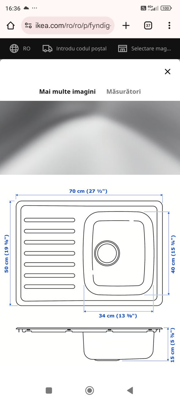 Chiuvete de bucătărie noi inox Ikea. foto 2