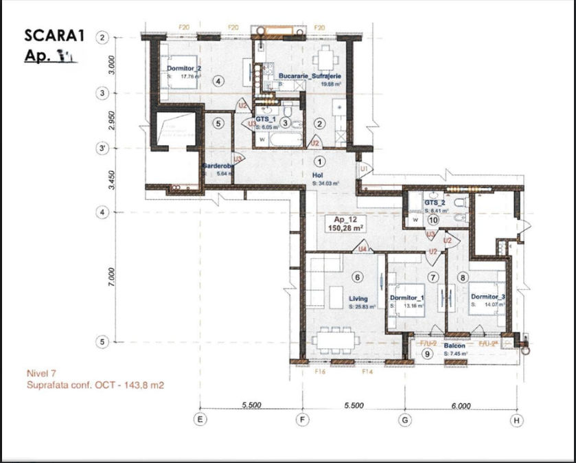 Apartament cu 3 camere, 144 m², Centru, Chișinău foto 17