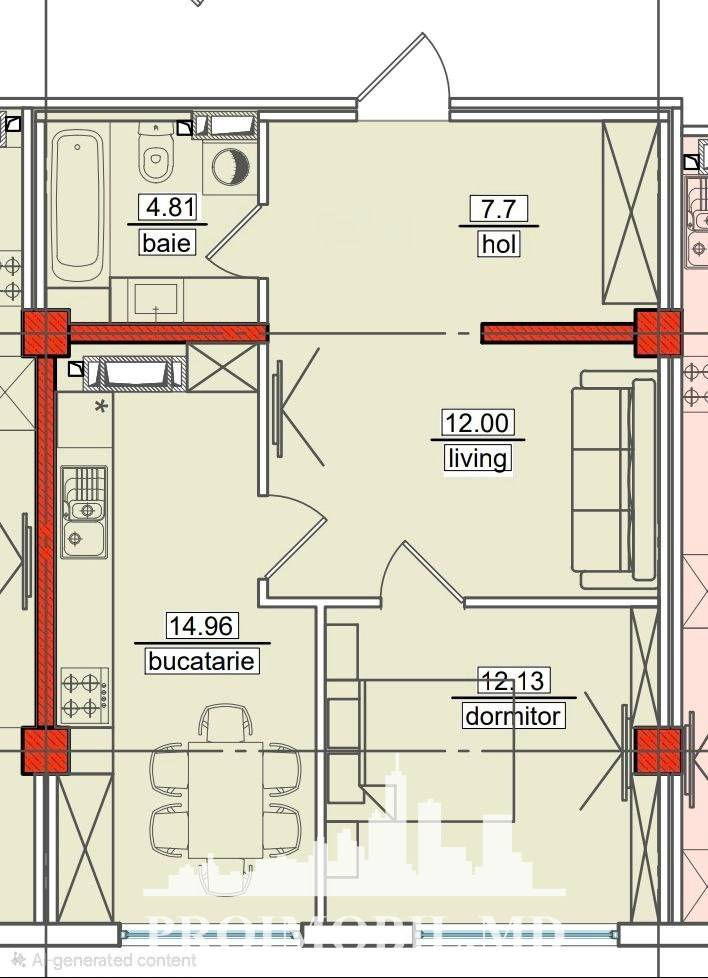 Apartament cu 1 cameră, Telecentru, Chișinău, Chișinău mun.
